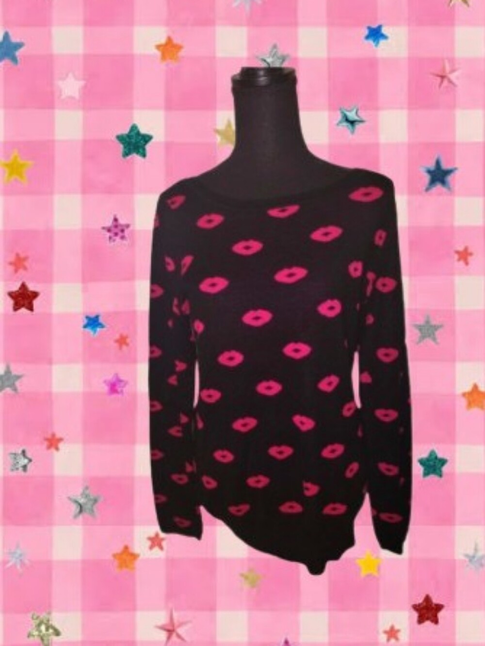 Vintage Twee Whimsy Pink Lips Sweater